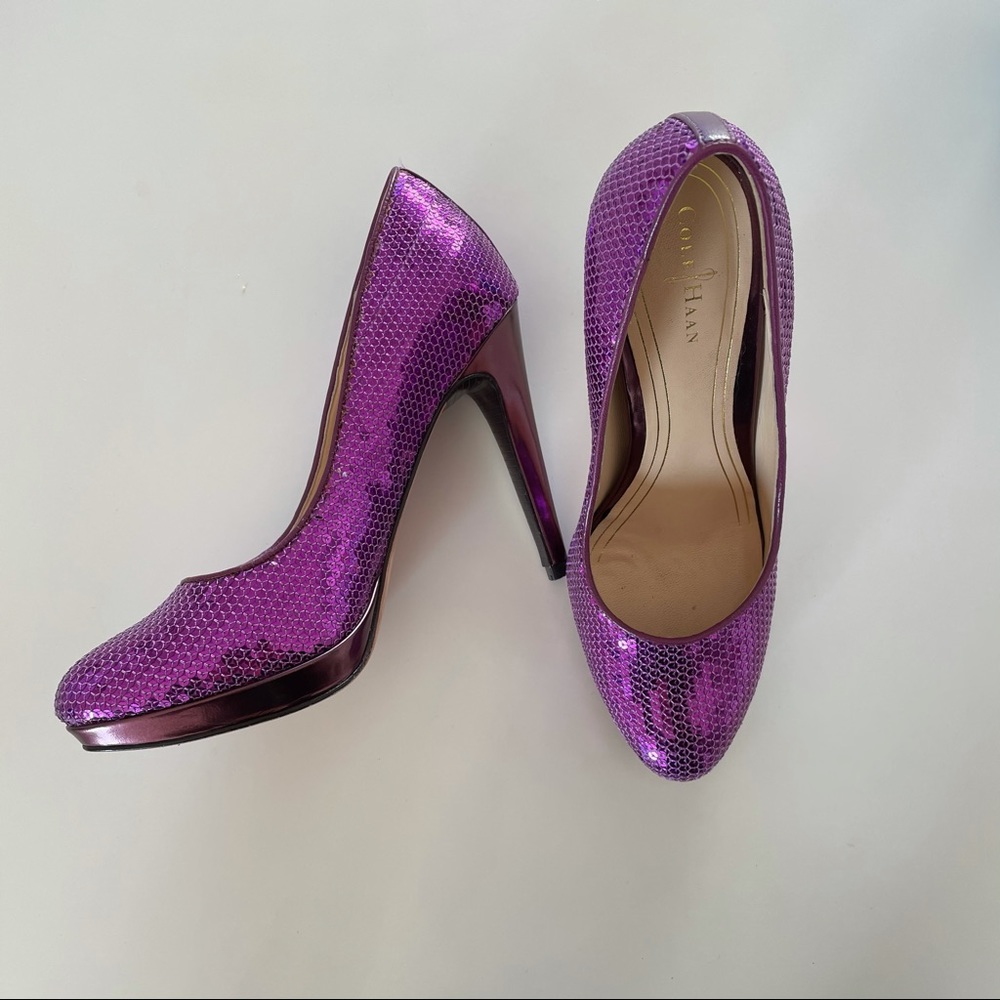 Cole Haan Chelsea Pump Purple Sequin Size 7